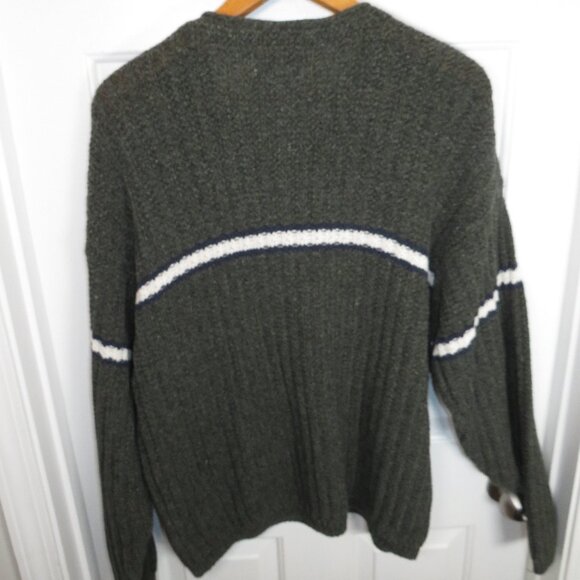 Vintage Eddie Bauer Chunky Knit V-Neck Sweater Stripe Mens XL Made in USA - Picture 4 of 4